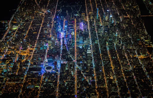 Картинка lights, USA, United States, night, New York, Manhattan, NYC, New York City