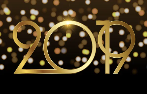 Картинка фон, золото, Новый Год, цифры, golden, New Year, Happy, 2019