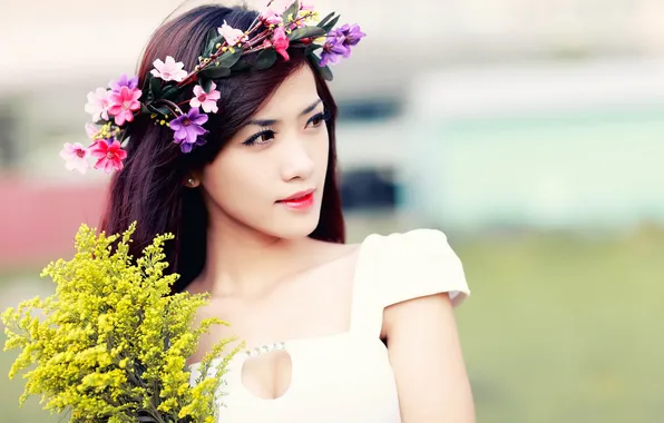 Девушка, фон, азиатка
