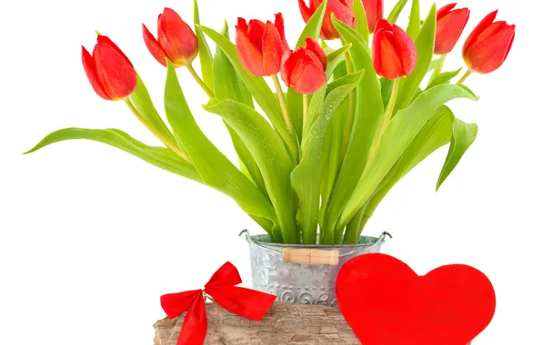 Картинка тюльпаны, red, love, fresh, heart, tulips, spring, bouquet