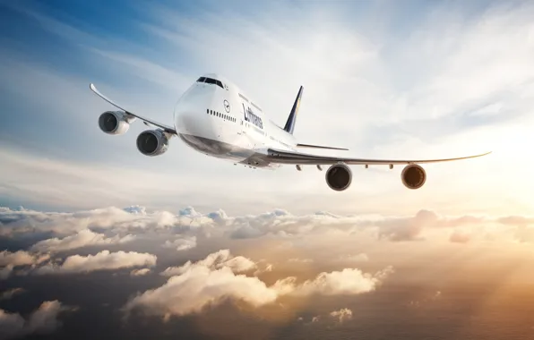 Картинка Облака, Самолет, Лайнер, Полет, Борт, Крылья, Boeing, Двигатели