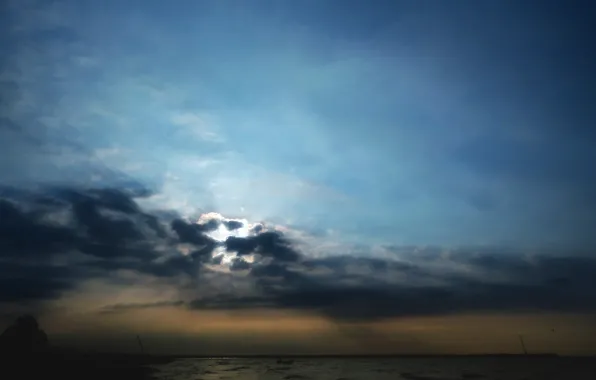 Sky, Blue, Sun, Sunset, Sea, Cloud