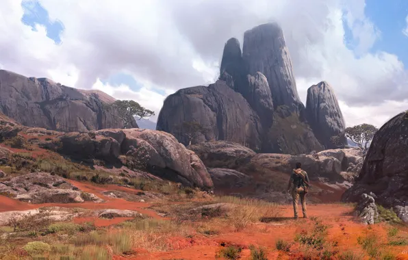 Горы, камни, человек, Madagascar, Uncharted 4