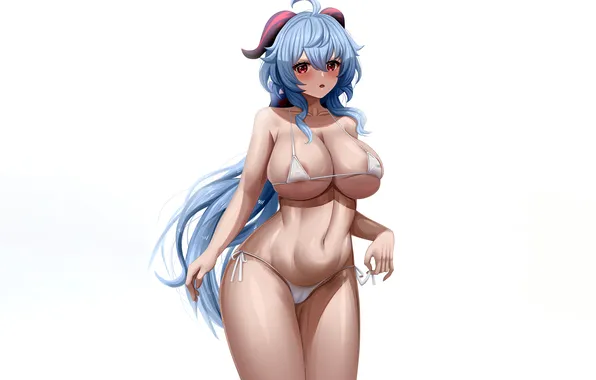 Girl, sexy, cleavage, erect nipples, long hair, boobs, anime, beautiful