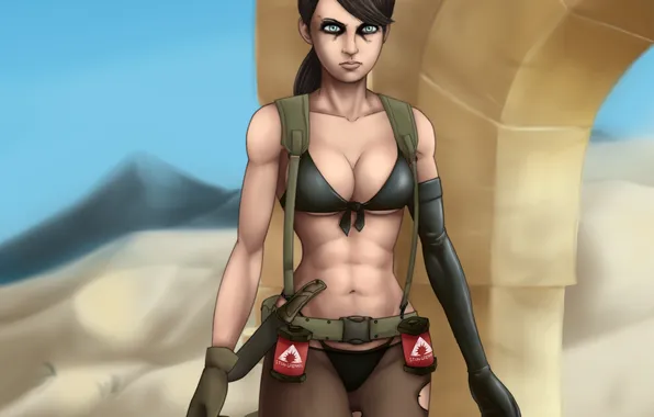 Грудь, девушка, тело, арт, снайпер, metal gear solid, quiet, Metal Gear Solid V: The Phantom …