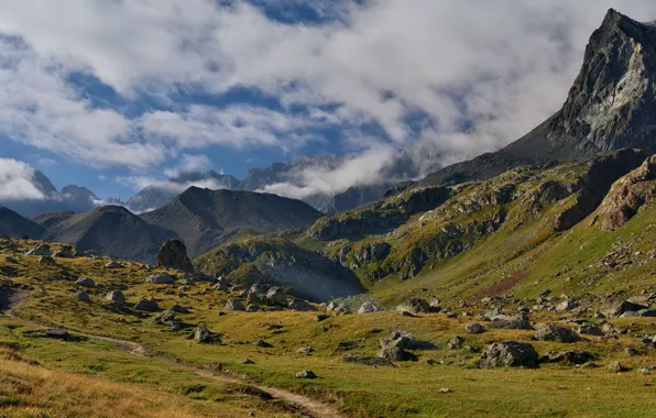 Дорога, горы, камни, Франция, Col d'Arsine