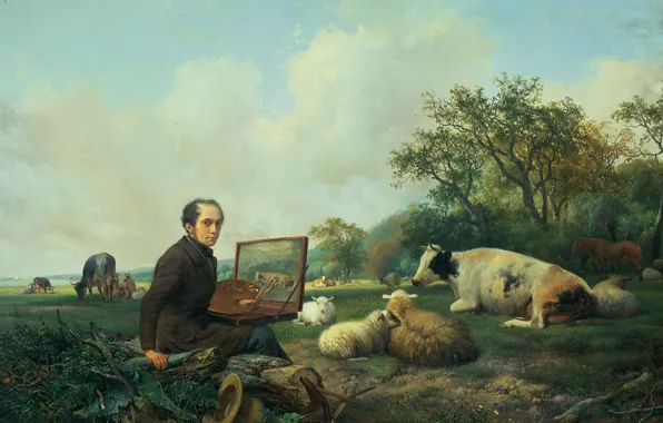 Масло, картина, 1850, Хендрик Ван Де Санде Бакхуйзен, Hendrik van de Sande Bakhuyzen, Художник рисует …