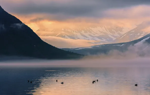 Картинка природа, river, landscape, nature, water, mountains, clouds, lake