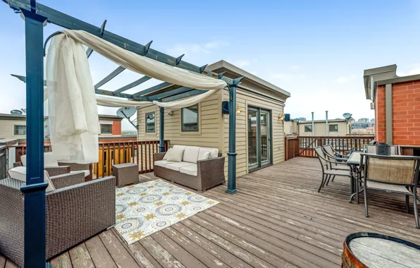 Крыша, мебель, Чикаго, терраса, River North townhouse with roof deck - Chicago, таунхаус с террасой …