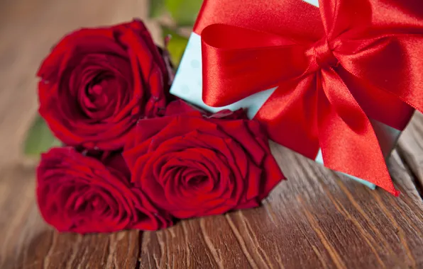 Картинка red, love, romantic, gift, roses, красные розы, valentine`s day