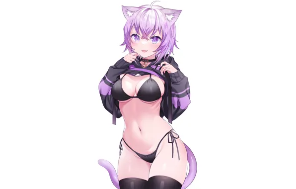 Girl, sexy, pussy, neko, anime, cat, tail, pretty