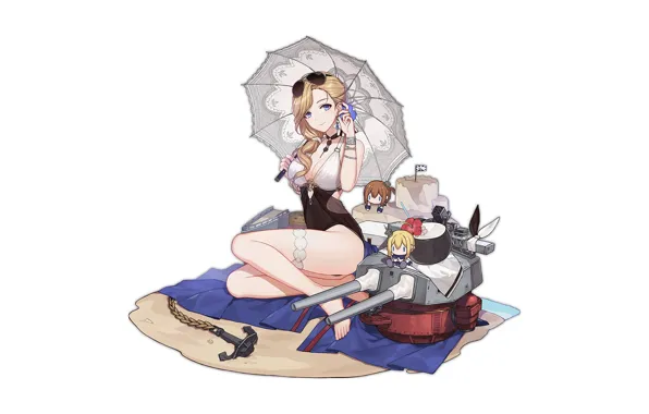 Girl, sexy, cleavage, long hair, boobs, anime, blue eyes, beautiful