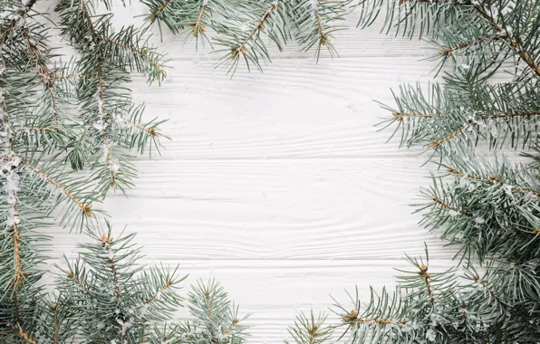 Картинка снег, фон, елка, Новый Год, Рождество, Christmas, wood, snow