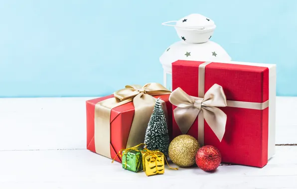 Картинка снег, украшения, Новый Год, Рождество, фонарь, подарки, Christmas, wood