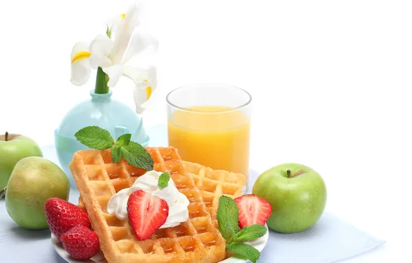 Картинка цветы, фрукты, flowers, fruits, Полезный, tasty Breakfast, Useful, вкусный завтрак