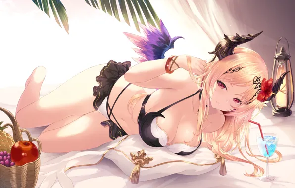 Девушка, Поза, Аниме, Лежит, Арт, Granblue Fantasy