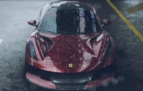 Дождь, Lotus, Red, Лотус, Rain, Need For Speed, Red car, Красная машина