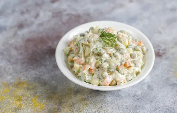 Фон, миска, салат, пиала, оливье
