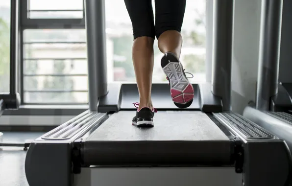 Legs, woman, fitness, treadmill
