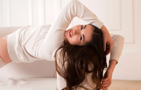 Girl, sexy, happy, brown hair, smile, beautiful, model, angel