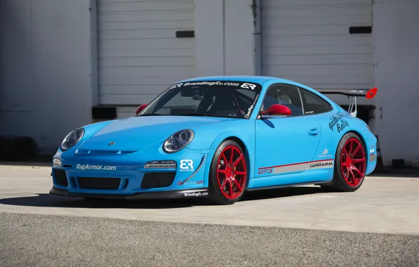 Red, wheels, porsche, gt3, blue