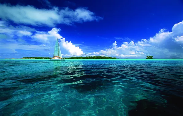 Небо, океан, яхта, Tahiti