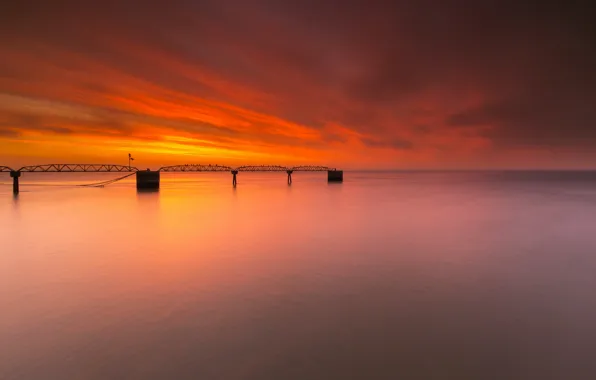 Закат, мост, Portugal, Lisbon
