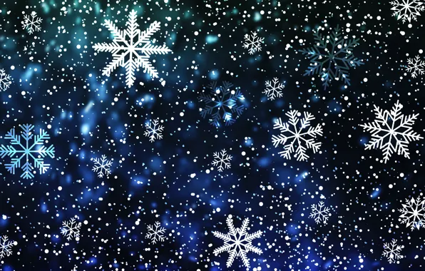 Зима, Минимализм, Снег, Рождество, Снежинки, Фон, Новый год