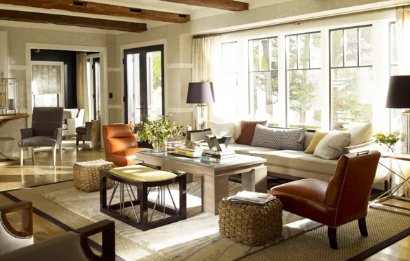 Дизайн, стиль, интерьер, Нью-Йорк, New York, гостиная, Skaneateles Lake House, by Thom Filicia