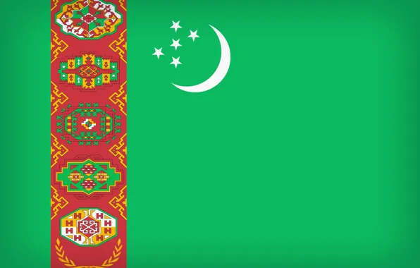 Картинка Flag, Turkmenistan, Turkmenia, Turkmenistan Large Flag, Flag Of Turkmenistan
