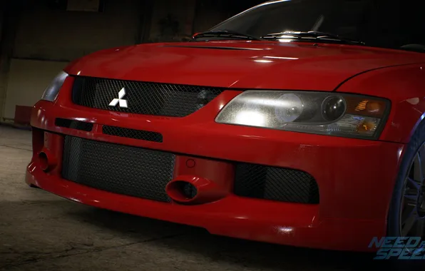 Картинка Mitsubishi, Lancer, red, Evolution, Electronic Arts, Need For Speed 2015