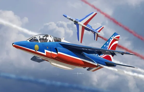 ВВС Франции, Patrouille de France, учебный самолёт, лёгкий реактивный штурмовик третьего поколения, Dassault/Dornier Alpha Jet, …