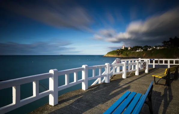 Море, небо, Франция, набережная, France, Bretagne