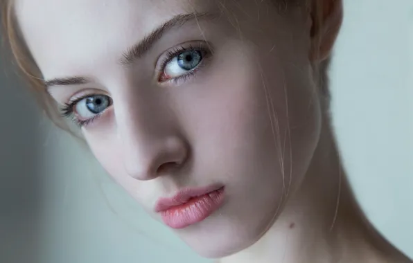 Взгляд, макро, губки, прелесть, локоны, Greta Larosa