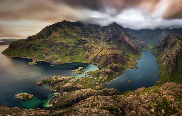 Горы, озеро, Шотландия, остров Скай