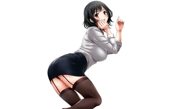 Girl, sexy, lingerie, blouse, panties, boobs, anime, beautiful