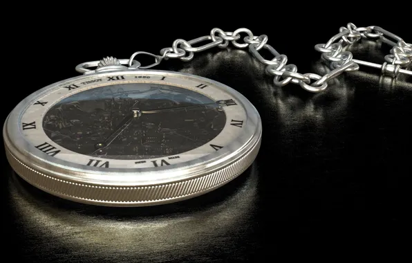 Часы, циферблат, цепочка, карманные часы
