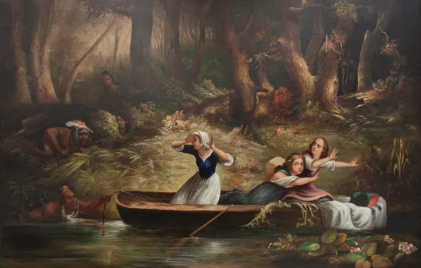 Картина, живопись, painting, Karl Bodmer, Capture of the Calloway girls and Jemima Boone, 1835
