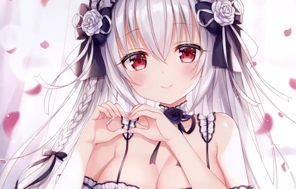 Girl, sexy, cleavage, long hair, boobs, anime, beautiful, pretty