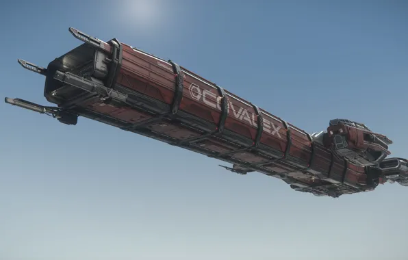 Полет, фон, звездолет, Star Citizen, Caterpillar