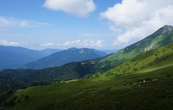 Небо, пейзаж, горы, природа, sky, landscape, mountains, кавказ