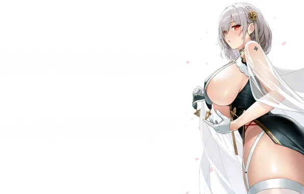 Girl, sexy, cleavage, thighhighs, dress, boobs, anime, beautiful