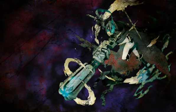Атака, black rock shooter, mato kuroi, рывок, супер-оружие, стрелок с чёрной скалы
