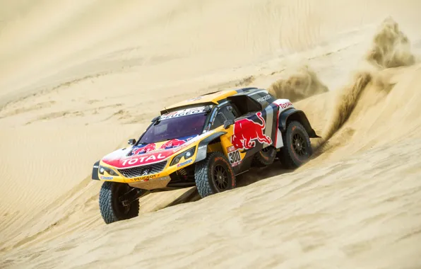 Песок, Авто, Спорт, Машина, Гонка, Peugeot, Red Bull, 300