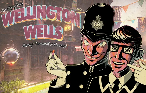 Улыбка, человек, очки, art, таблетка, полицейский, Compulsion Games, we happy few