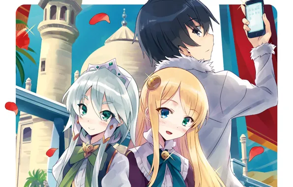 Girl, anime, boy, japanese, smartphone, mahou, In Another World With My Smartphone, Isekai wa Smartphone …