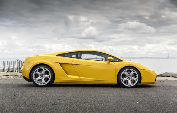 Картинка car, Lamborghini, sky, sea, nature, clouds, Lamborghini Gallardo, italian cars