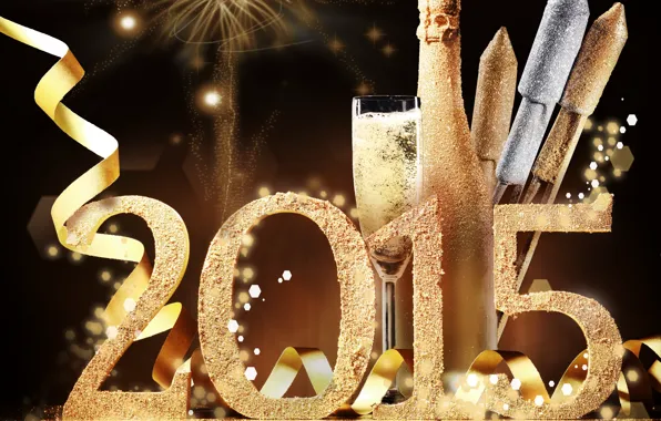 Картинка украшения, Новый Год, бокалы, шампанское, 2015