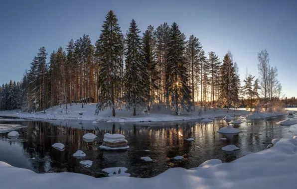Лес, дом, река, Зима, фотограф Evalds Kivlenieks