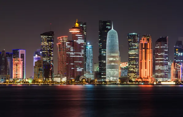 Картинка city, doha, architecture, downtown, cityscape, arabic, district, arabia